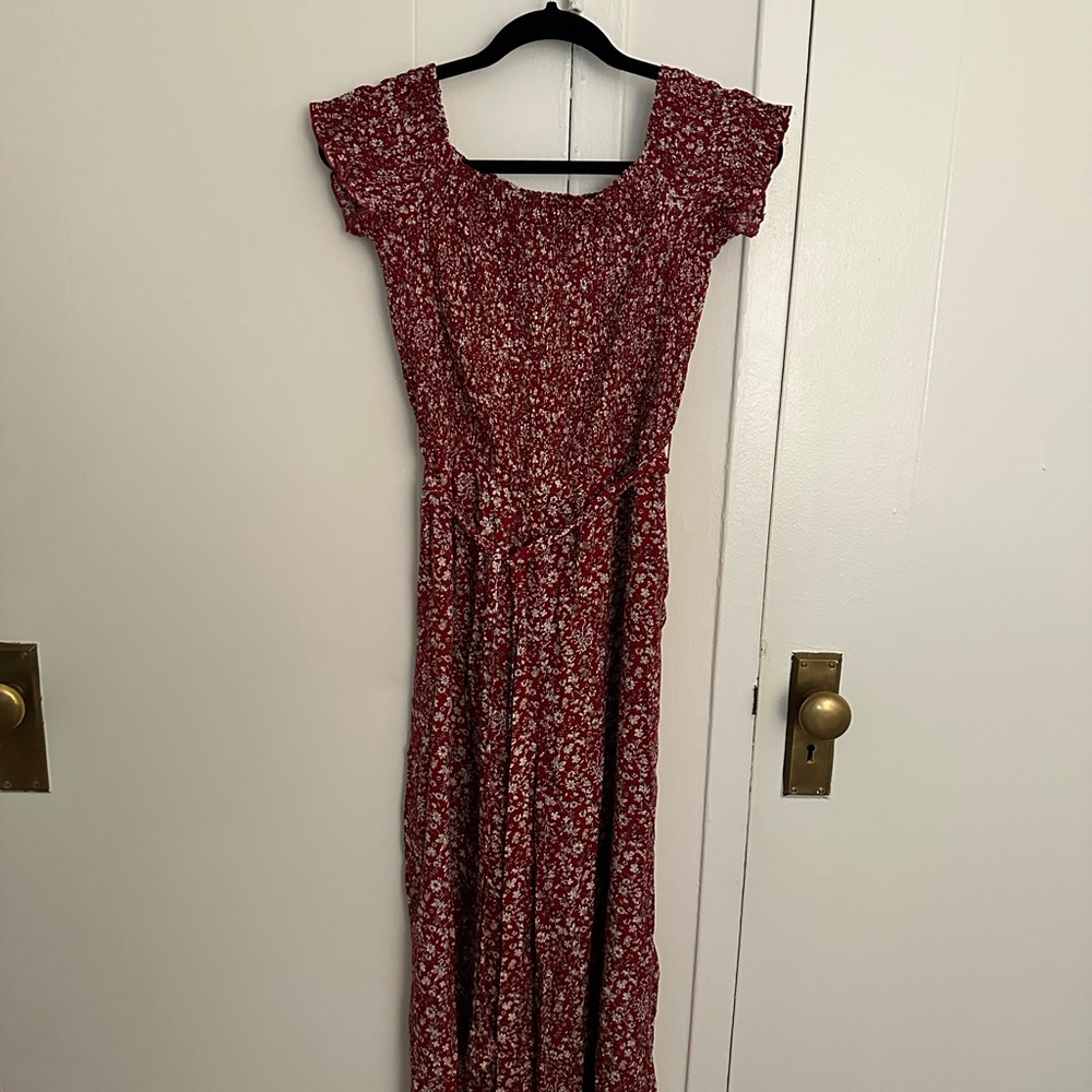 Lulu's Burgundy Floral Jumpsuit